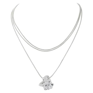 Collier Double Rang Pendentif Martelé