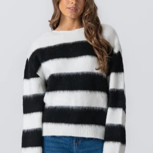 Pull tricoté à rayures Celina - blanc / noir