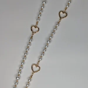 Collier Longs Perles et Coeur Doré