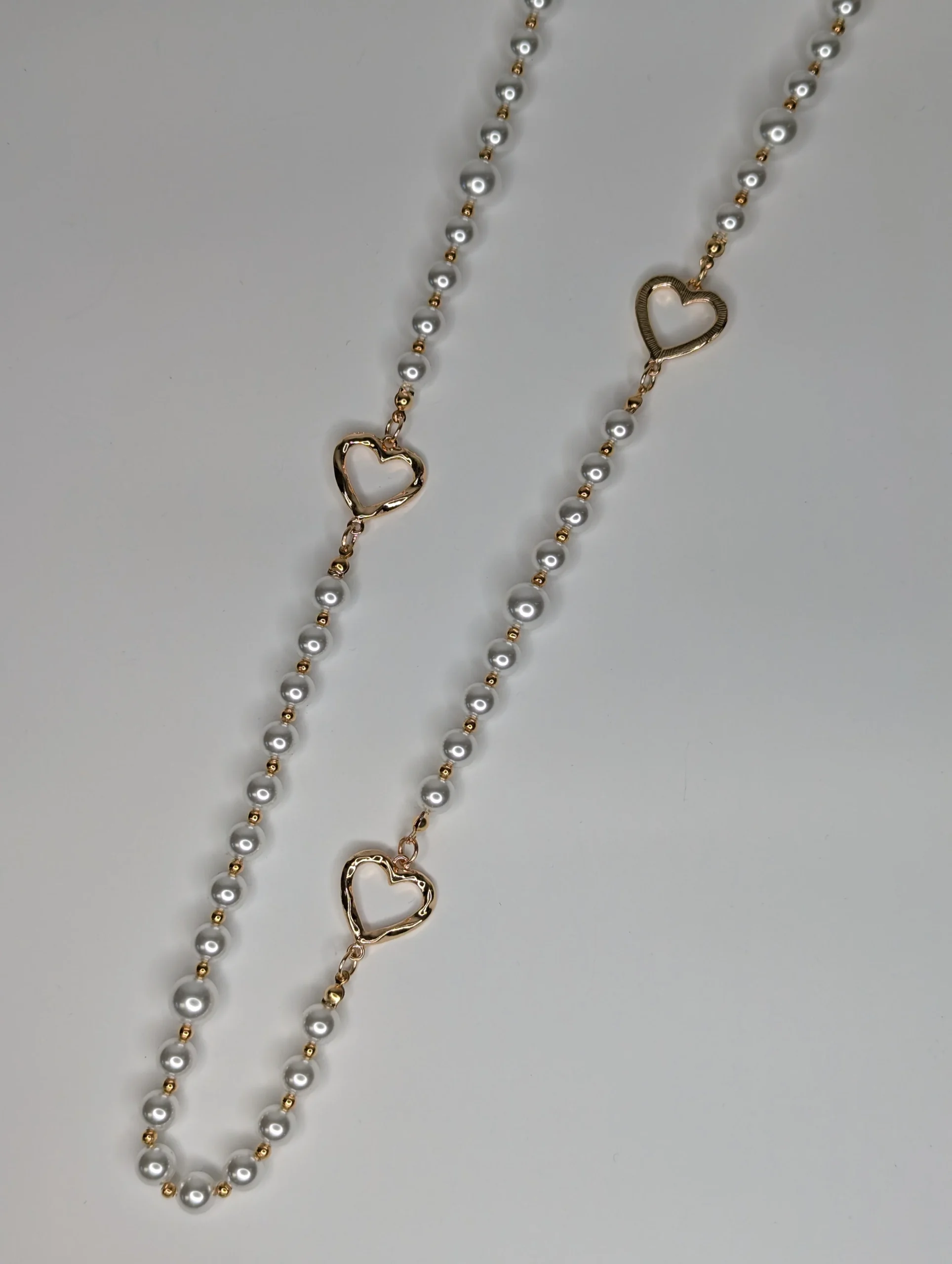 Collier Longs Perles et Coeur Doré