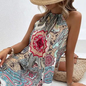 Robe champêtre fleurie à nœud