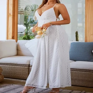 Robe champêtre de mariage avec dos nu et fines brides
