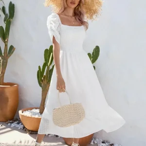 Robe mariage bohème blanche à manches bouffantes