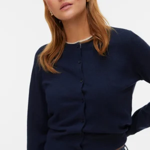 Magnifique cardigan à col rond -Blazer bleu marine w. Bouleau