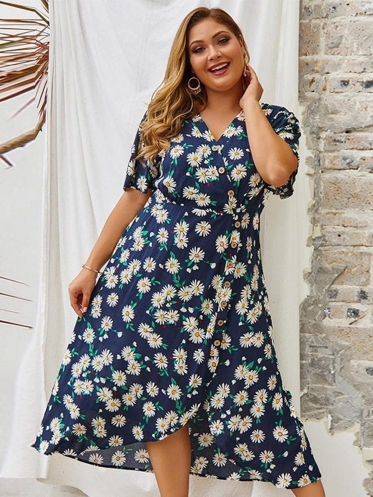 Robe Grande Taille Fashion Fleurie – Image 4