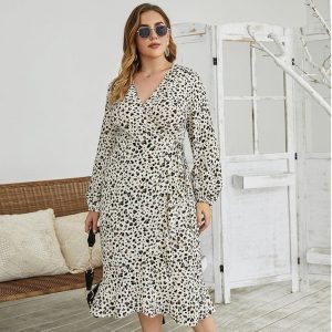 Robe Grande Taille Panthère Blanche