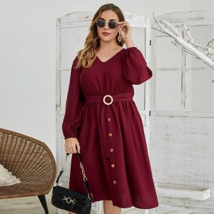 Robe Manches Bouffantes Bordeaux