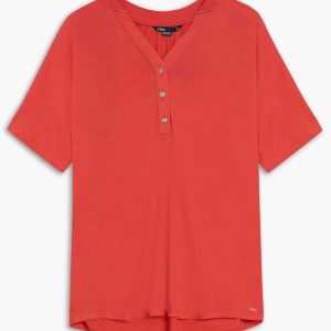 T-Shirt Col en V avec Boutons