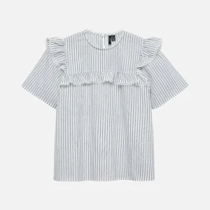Top à rayures du voltige - Blanc de neige / noir