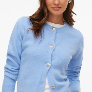 Cardigan court boutonné Fiona - Brunnera Blue Melange