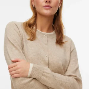 Magnifique cardigan à col rond - Silver Mink Melange w. Bouleau