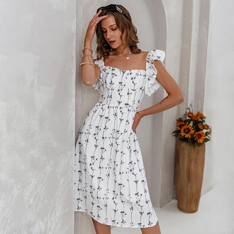 Robe À Imprimé Floral Blanc – Image 4
