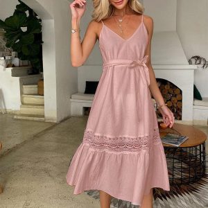 Robe Blanche Décontractée À Col V