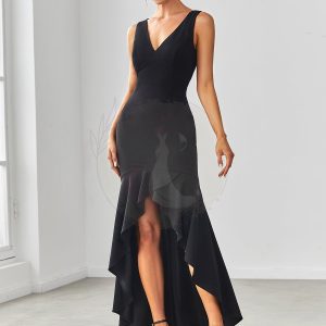 Robe Charmant sirène Haut-Bas glamour à double col en V