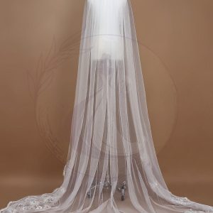Voile de mariée romantique avec appliques à sequins
