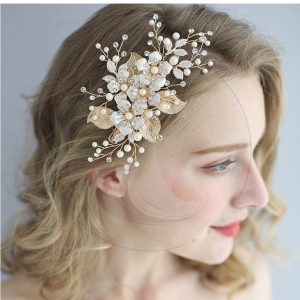 Accessoire cheveux en perles d’ornement de fleurs à la main exquise