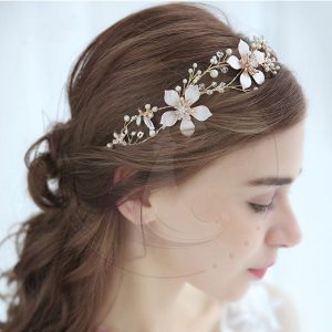 Accessoire cheveux Élégant en strass à fleurs dorées