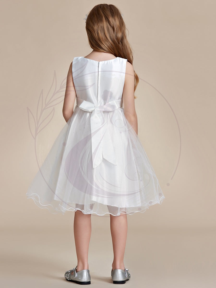 Robe Enfant d’Honneur à paillettes en tulle avec ceinture fleurie – Image 4