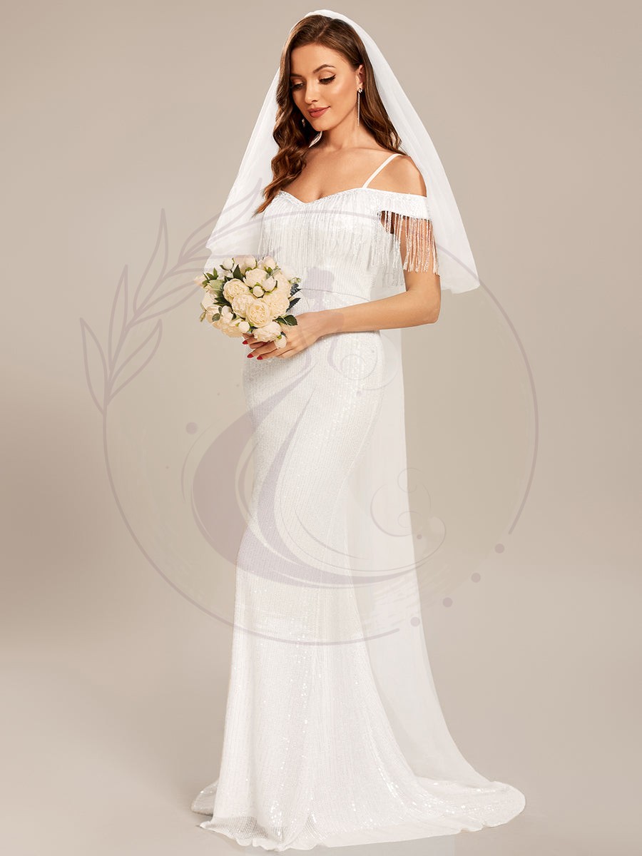 Taille personnalisée Robe de bal longue sirène moulante à sequins – Image 4