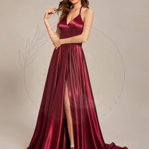 Taille personnalisée Robe de bal longue au sol avec fente sur le devant et col licou