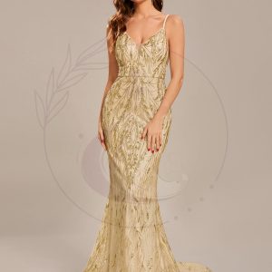 Taille personnalisée élégante Robe de bal longue sirène à bretelles minces