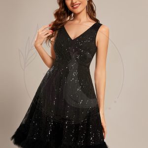 Taille personnalisée Paillettes courte en plumes de cygne Robe de bal