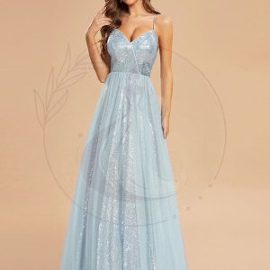 Taille personalisée Robe de bal à lacets et bretelles spaghetti scintillantes dans le dos