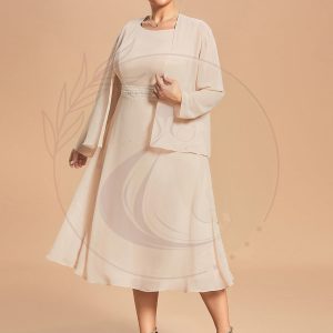 Taille personnalisée Robe Mère De La Mariée charmante deux pièces A-ligne Manches longues