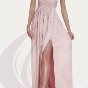 Robe demoiselle d’honneur A ligne à une épaule avec appliques à la taille fente haute