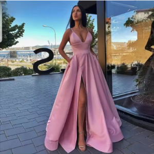 Robe de bal sans manches simple en satin haut-bas