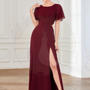 Robe de soirée en mousseline à lacets et manches flottantes