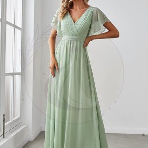 Taille personnalisée Robe de soirée en mousseline de soie à encolure en V