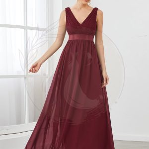 Robe de soirée A-ligne plissée sans manches à la taille en satin