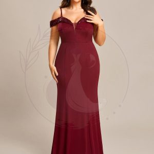 Robe de soirée Sequins Encolure V profonde Moulante élégante grande taille