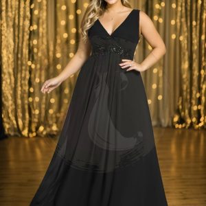 Robe de Soirée Formelle en Mousseline Applique Florale de Grande Taille
