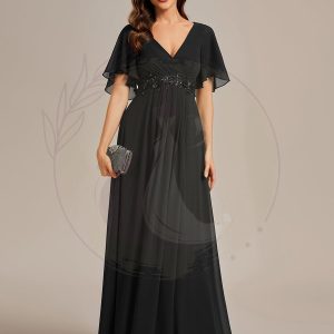 Robe de soirée élégante en mousseline de soie avec manches flottantes