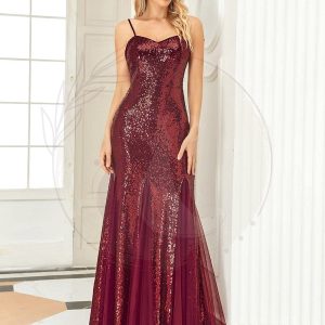 Robe de soirée longueur au sol sirène chérie à sequins