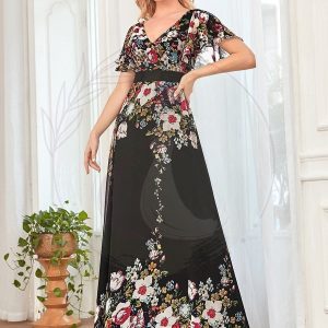 Robe de soirée longue bohème chic en mousseline de soie