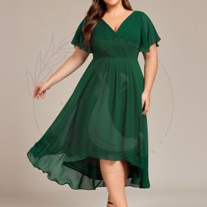 Grande Taille Robe d’invité de mariage chic à col en V