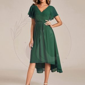 Robe d’invité de mariage chic à col en V