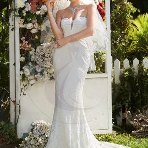 Robe de mariée sirène sans manches en dentelle chérie