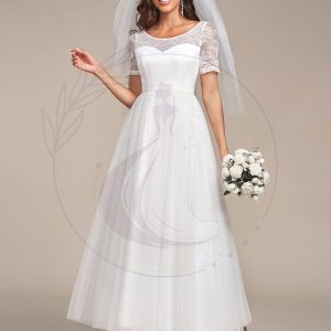 Robe de mariée A-ligne à lacets et corset à manches courtes