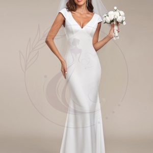 Bonnet Robe de mariée dos nu en dentelle à manches en V