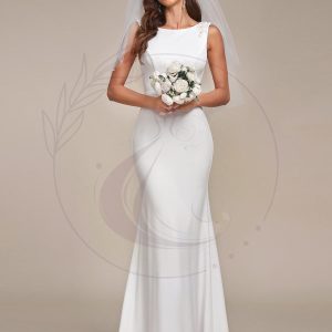 Robe de mariée moulante sirène à col haut et dos nu