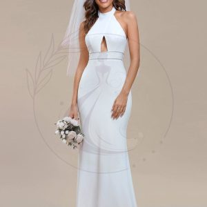 Robe de mariée sirène sans manches creuse à col licou