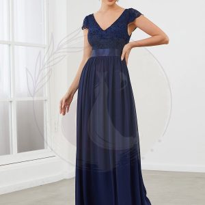 Robe de Mère de Mariée en Dentelle à Manches Courtes