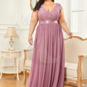 Robe de Mère de Mariée en Dentelle à Manches Courtes de Grande Taille