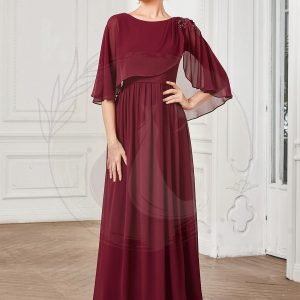 Robe Mère De La Mariée Musseline Manches Cloche Maxi