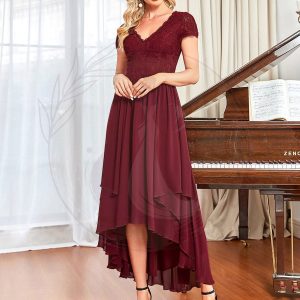 Robe de mère de la mariée à manches courtes avec rubans vintage et à manches courtes