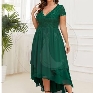 Robe de mère de la mariée à manches courtes avec rubans vintage Grande taille